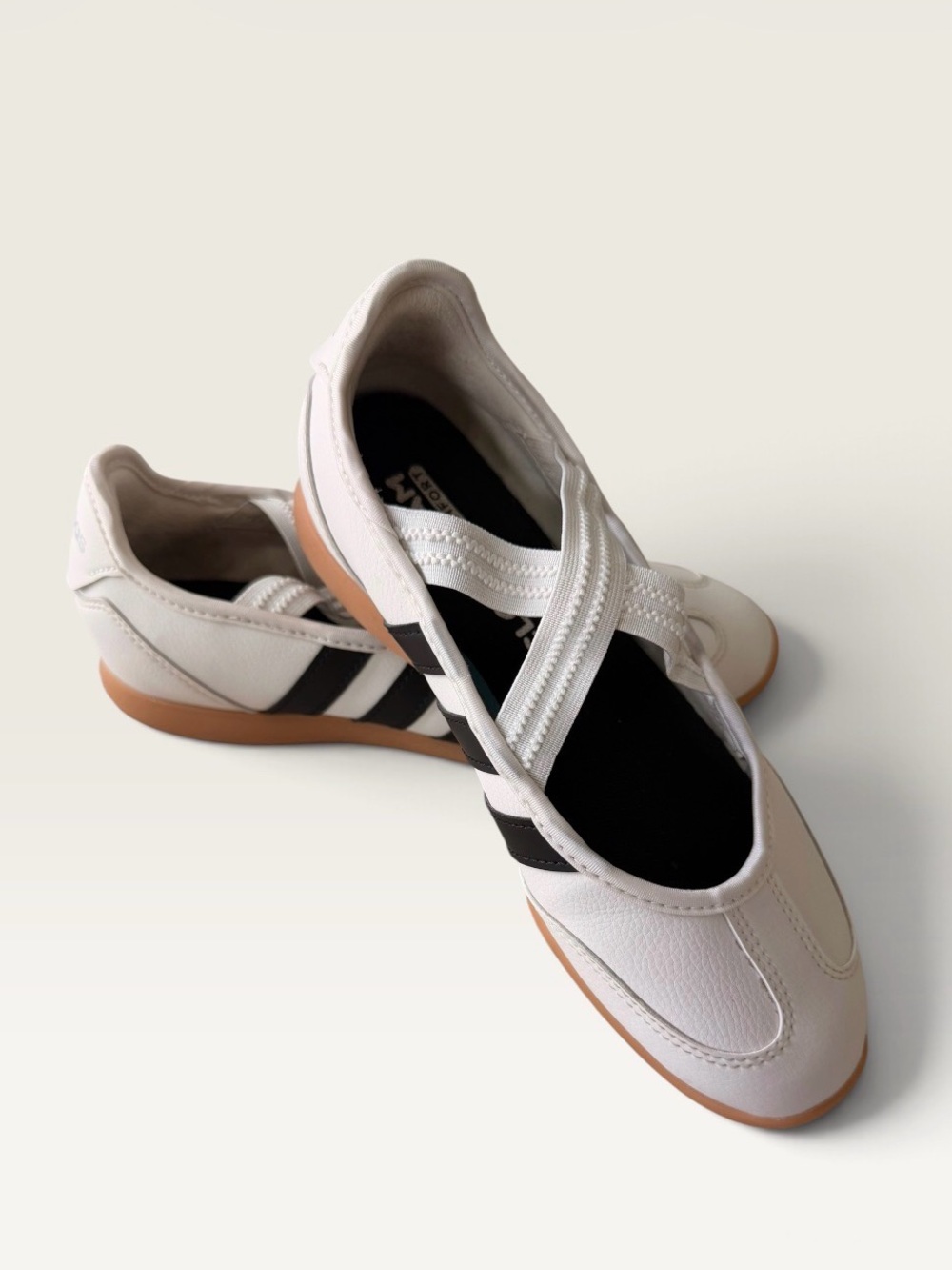 White Adidas Mary Jane Ballet-Style Sneakers
